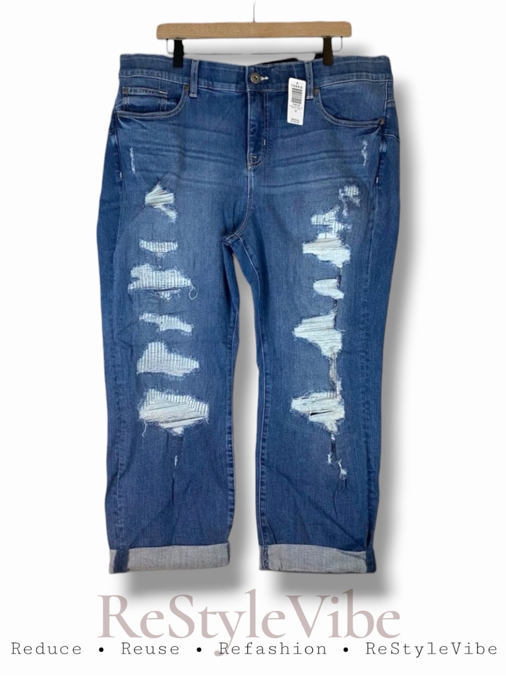 TORRID Womenβs Size 22 Denim Jeans Bombshell Straight High Rise Crop Stretch NWT